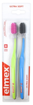 Elmex Ultra Soft 2 Brosses à Dents Ultra Souple - Couleur : Vert - Bleu Claire