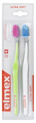 Elmex Ultra Soft 2 Brosses à Dents Ultra Souple - Couleur : Blanc - Vert