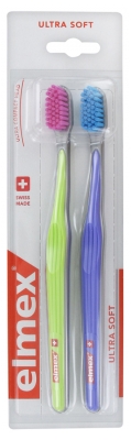Elmex Ultra Soft 2 Brosses à Dents Ultra Souple - Couleur : Violet - Vert