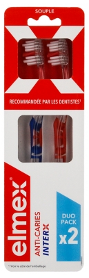 Elmex Anti-Caries InterX Brosse à Dents Souple Duo Pack - Couleur : Bleu et Orange