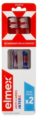 Elmex Anti-Decays InterX Soft Toothbrushes Duo Pack - Colour: Blue and Purple