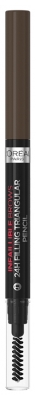 Creion retractabil pentru sprâncene cu vârf triunghiular L'Oréal Paris Infaillible Brows 24H, 9,2 g - Tentă: 1.0 Ebony