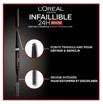 L'Oréal Paris Infaillible Brows 24H Crayon Sourcils Pointe Triangulaire Rétractable 9,2 g - Teinte : 5.23 Auburn