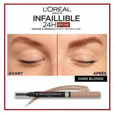 L'Oréal Paris Infaillible Brows 24H Crayon Sourcils Pointe Triangulaire Rétractable 9,2 g - Teinte : 5.23 Auburn