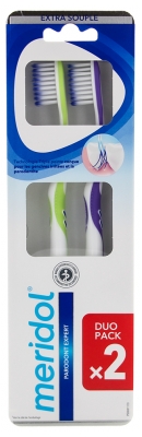 Meridol Parodont Expert Duo Pack Brosses à Dents Extra Souple - Couleur : Violet et Vert