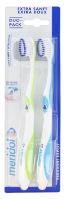 Meridol Parodont Expert Duo Pack Brosses à Dents Extra Souple - Couleur : Vert et Bleu