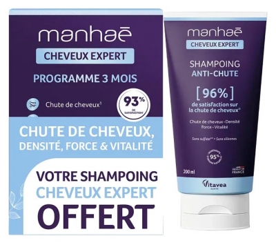 Vitavea Manhaé Matu Eksperts 120 Kapsulas + Manhaé Matu Eksperts Pretkrišanas Šampūns 50 ml Dāvanā