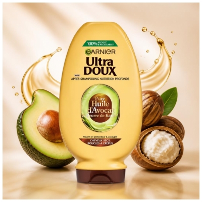 Garnier Ultra Doux Giliai Maitinanti Glotninamoji Priemonė Garbanotiems ir Sausiems Plaukams 360 ml