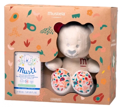 Mustela Musti Aromatinis Priežiūros Vanduo 50 ml + Pliušinis Žaislas
