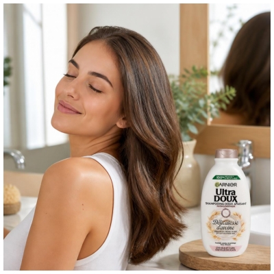 Garnier Ultra Doux Beruhigendes Mildes Shampoo Für Sanftes Haar und Kopfhaut 400 ml