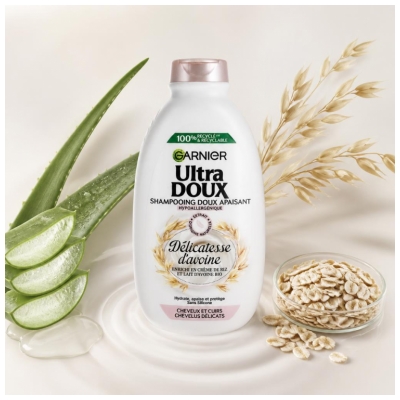 Garnier Ultra Doux Beruhigendes Mildes Shampoo Für Sanftes Haar und Kopfhaut 400 ml