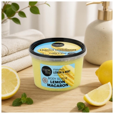 Organic Shop Body Scrub Gommage Corp Fermitate Macaron Lămâie 250 ml