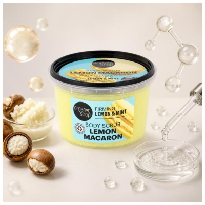 Organic Shop Body Scrub Gommage Corp Fermitate Macaron Lămâie 250 ml