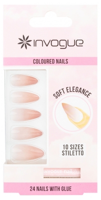 Invogue 24 Umělých Nehtů Stiletto Růžový Gradient