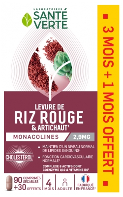 Santé Verte Levedura de Arroz Vermelho 120 Comprimidos