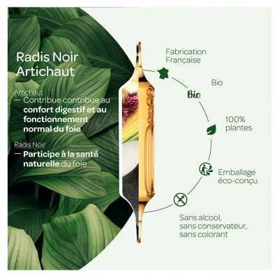 Superdiet Radis Noir Artichaut Bien-Être du Foie Bio 20 Ampoules