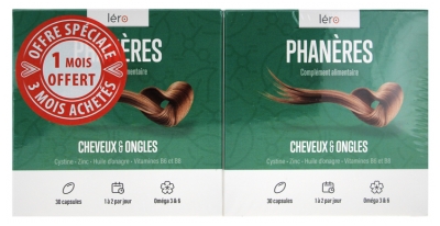 Léro Phanères Haare und Nägel 90 Kapseln + 30 Geschenkte Kapseln
