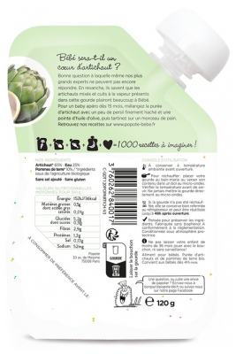 Popote Saszetka Puree z Karczocha Od 4/6 Miesiąca Bio 120 g