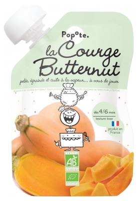 Popote maišelis „Vištienos Squash“ tyrė nuo 4/6 mėn. Ekologiškas 120 g