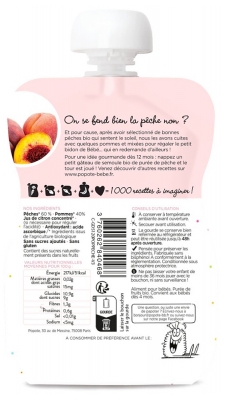 Popote Bolsita de Compota de Melocotón A partir de los 4/6 Meses Bio 120 g