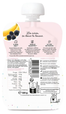 Popote Plums & Pear Compote Pouch From 4/6 Months Organic 120 g
