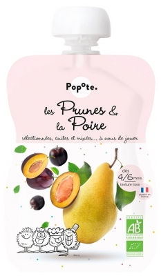 Popote Plums & Pear Compote Pouch From 4/6 Months Organic 120 g