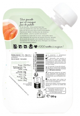 Popote Punga De Legume Cartof Dulce Piure De La 4/6 Luni Bio 120 g