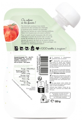 Popote Klämpåse Tomatpuré Från 4/6 Månader Ekologisk 120 g