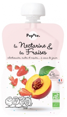 Popote Knijpzakje Nectarine & Aardbeien Compote Vanaf 4/6 Maanden Bio 120 g