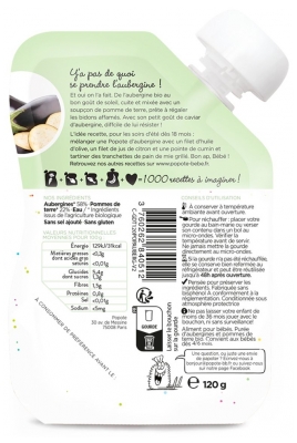 Popote Biologische Gepureerde Aubergine Pompoen van 4/6 Maanden 120 g