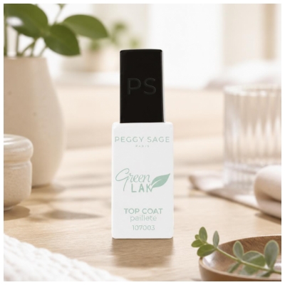 Peggy Sage Green Lak Top Coat LED se třpytkami 10 ml