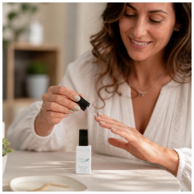 Peggy Sage Green Lak Top Coat LED se třpytkami 10 ml