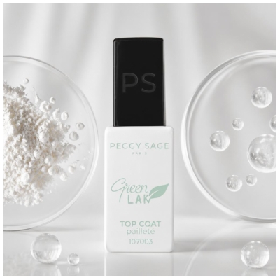 Peggy Sage Green Lak Top Coat LED se třpytkami 10 ml