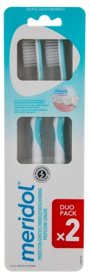 Meridol Pack de 2 Cepillos de Dientes Suaves - Color: Verde y Rojo