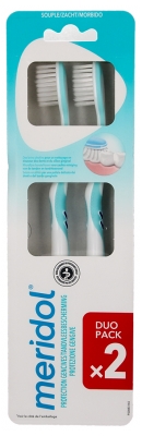 Meridol Pack de 2 Cepillos de Dientes Suaves - Color: Amarillo y Azul