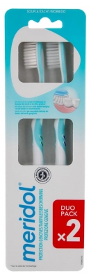 Meridol Weiche Zahnbürsten 2er Pack - Farbe: Blau und Grün