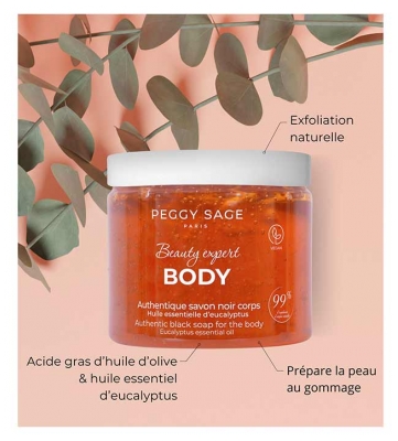 Peggy Sage Beauty Expert Body Authentique Savon Noir Corps 190 g