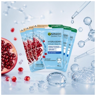 Garnier SkinActive Hydra Bomb Masque en Tissu Super Hydratant Repulpant Lot de 5 x 28 ml