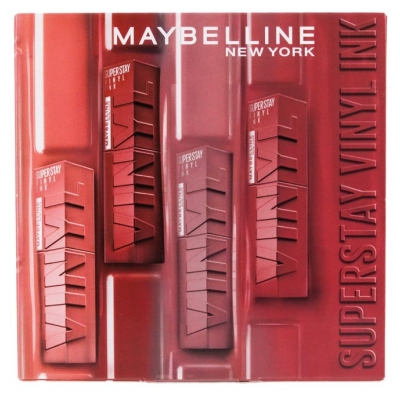 Maybelline New York Superstay Vinyl Ink Coffret 4 Encres à Lèvres - Teinte : Extra-Golden-Awestruck-Peppy