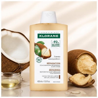 Klorane Reparação Cica-Shampoo Regenerador & Anti-Quebra com Cupuaçu 400 ml