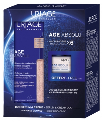 Uriage Age Absolu Sérum Micro-Redensifiant Booster Collagène 30 ml + Crème Rose Redensifiante 15 ml Offert