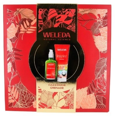 Weleda Regenerativno olje granatno jabolko 100 ml + Krema za prhanje Prebujanje čutov granatno jabolko 200 ml