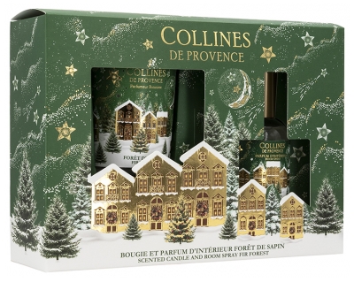 Collines de Provence Christmas Candle Gift Set 75 g + Christmas Home Fragrance 50 ml Fir Forest