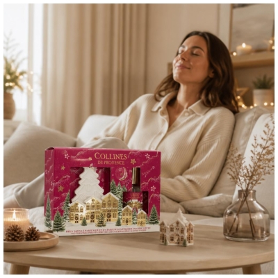 Collines de Provence Coffret Sapins à Parfumer + Parfum d'Intérieur Amande Litchi 50 ml