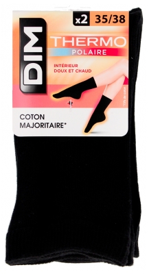 DIM Chaussettes Thermo Polaire Noires 2 Paires