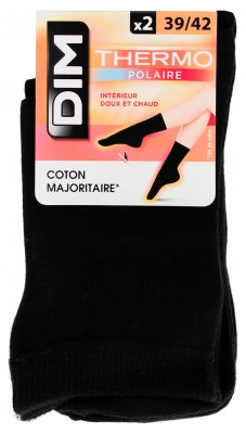 DIM Chaussettes Thermo Polaire Noires 2 Paires - Taille : 39/42