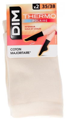 DIM Chaussettes Thermo Polaire Crème 2 Paires