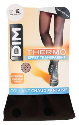 DIM Phantasie-Strumpfhose Thermo-Effekt Transparent Schwarz 1 Paar - Größe: 1/2