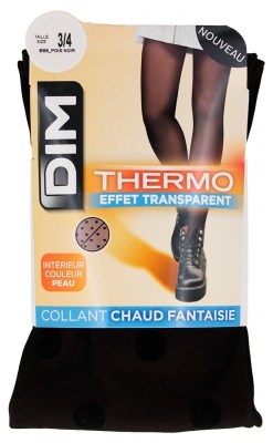 DIM Fancy Thermo Effect Transparent Tights Black 1 Pair - Size: 3/4