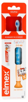 Elmex Periuță de Dinți Moale pentru Începători 0-3 Ani + Mini-Pastă de Dinți Anti-Caries 0-6 Ani 12 ml